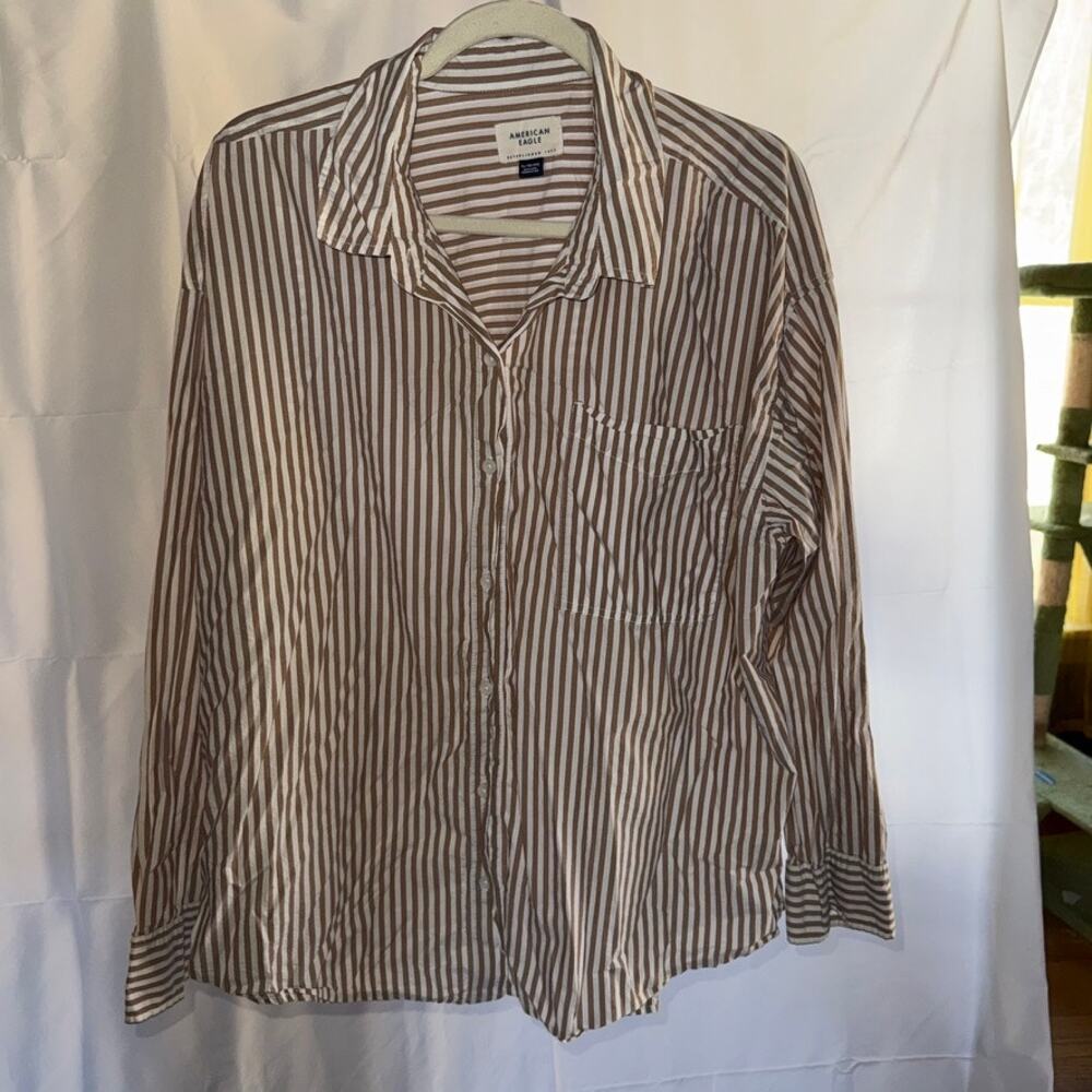 american eagle striped collared button up size xl
